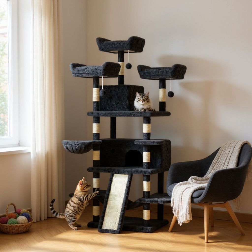 Arbre à chat d’intérieur trois niveaux