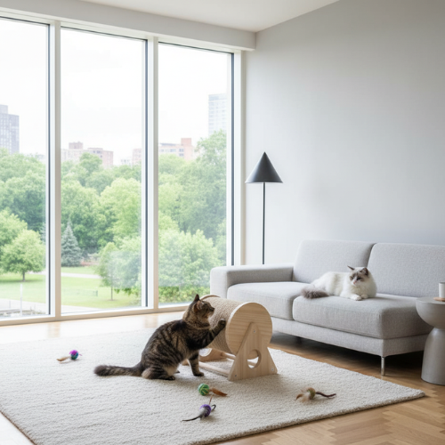 Griffoir en bois avec clochette