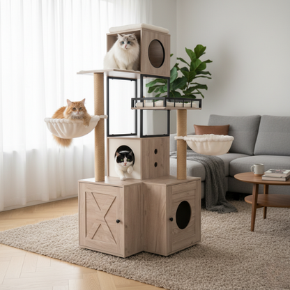 Arbre à chat multifonctionnel