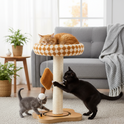 Griffoir pour chat avec lit