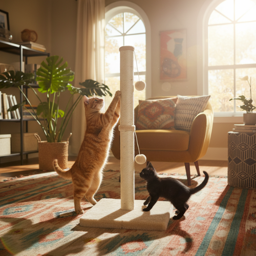 Griffoir avec jouet suspendu