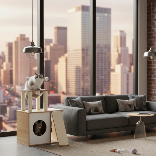 Structure en bois pour chats d'intérieur