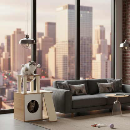 Structure en bois pour chats d'intérieur