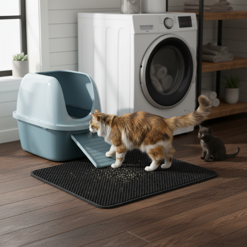 Tapis double couche pour litière