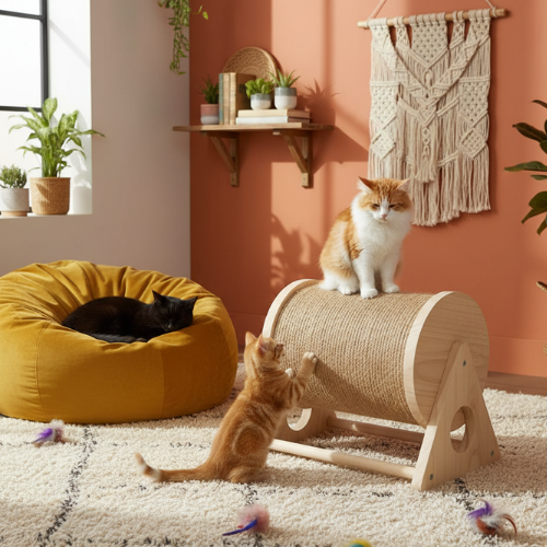 Griffoir en bois avec clochette