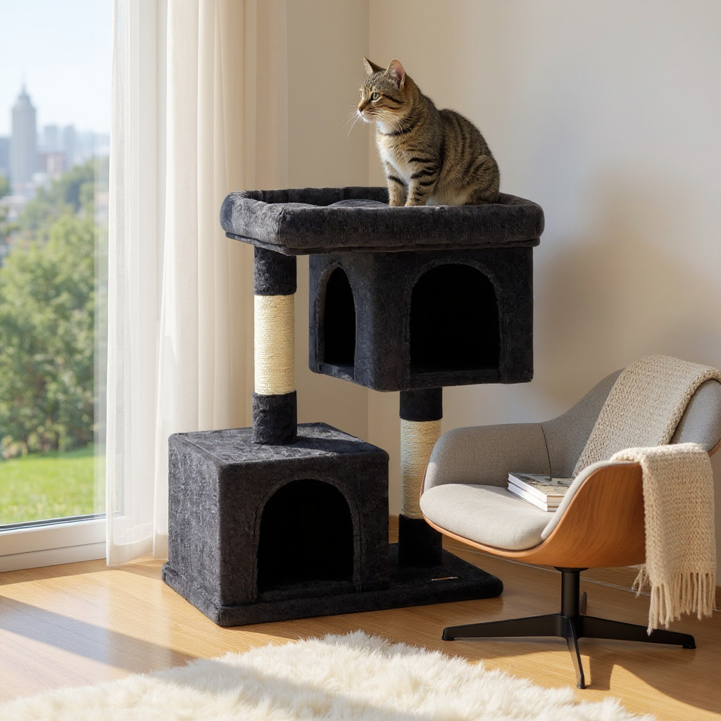 Arbre à chat d’intérieur double niveau