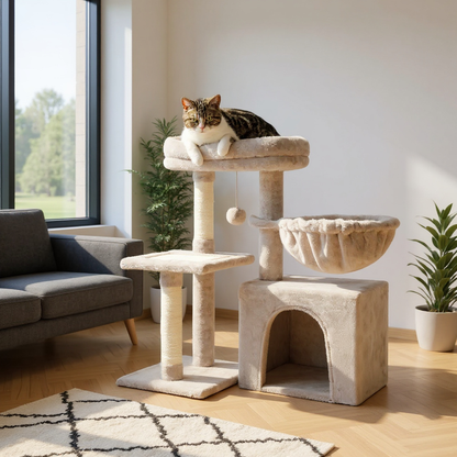 Arbre à chat trois niveaux