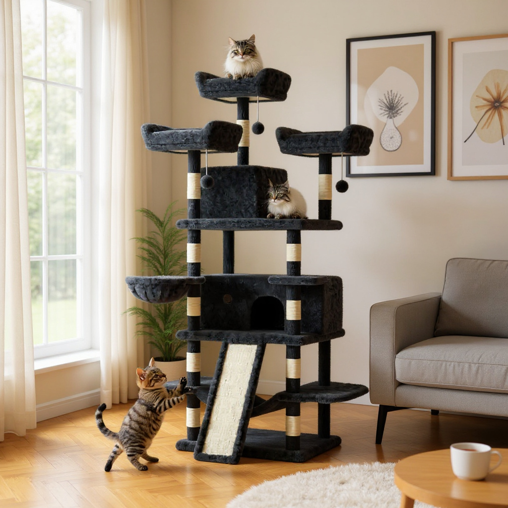 Arbre à chat d’intérieur trois niveaux