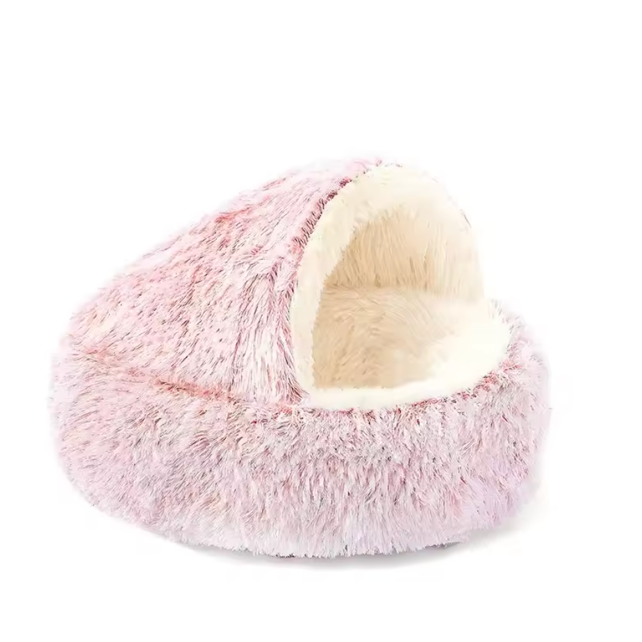 Panier en peluche avec toit intégré