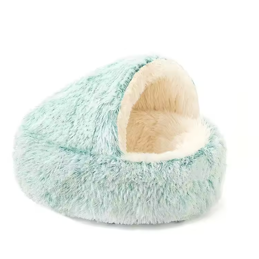 Panier en peluche avec toit intégré