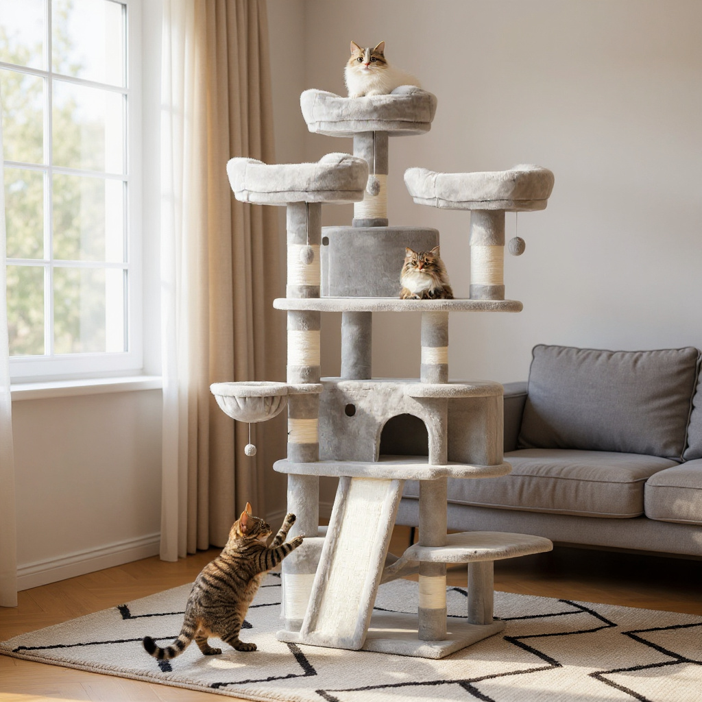 Arbre à chat d’intérieur trois niveaux